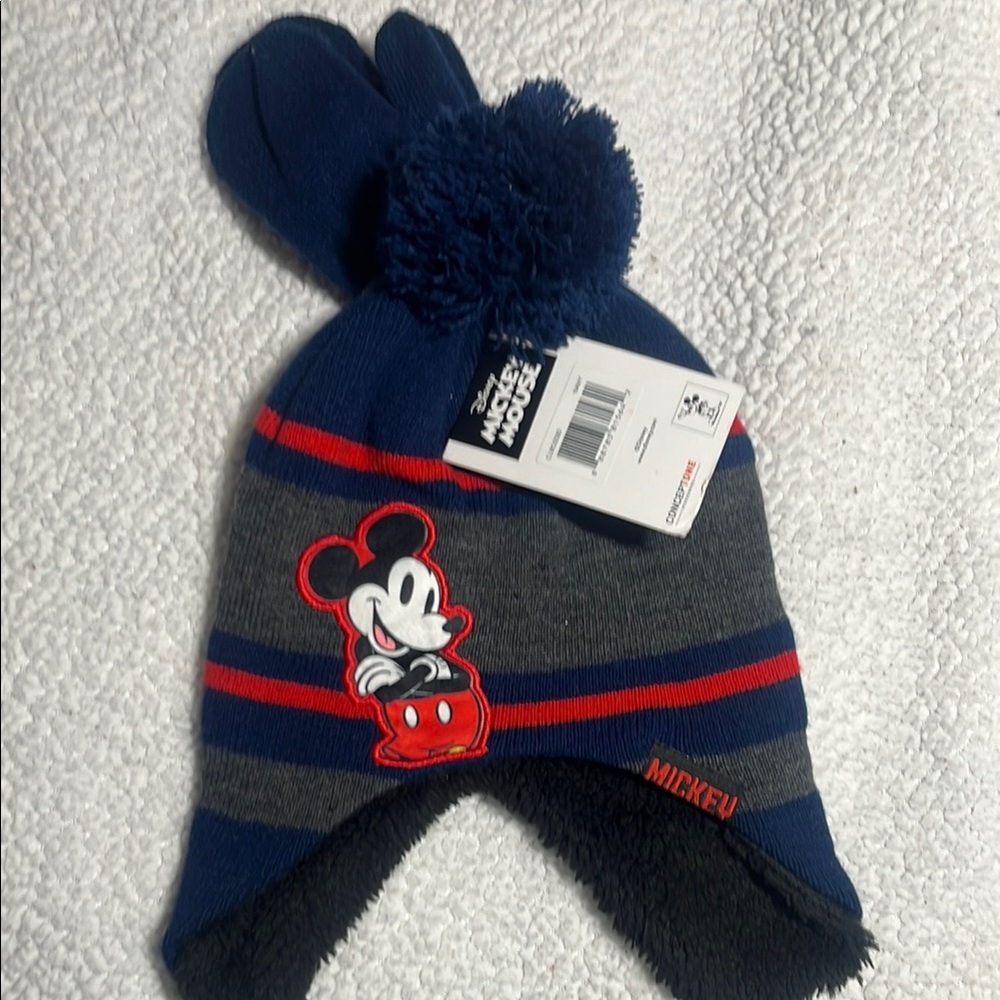 Disney Blue and Gray Mickey Mouse Knit Hat